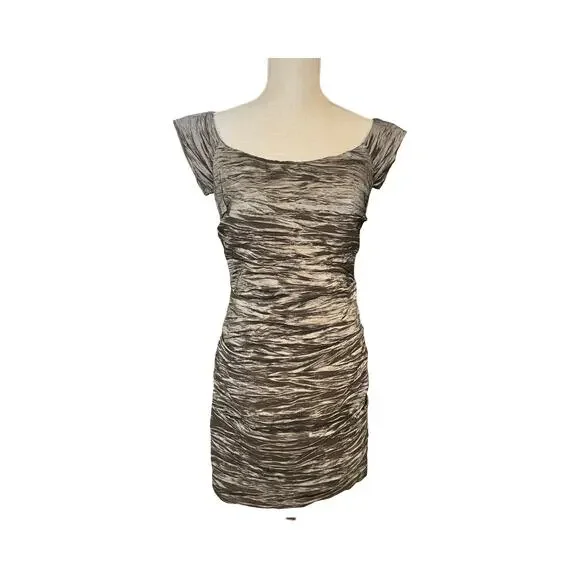 Alex Evenings Pewter Metallic Bandage Sheath Dress Size 10